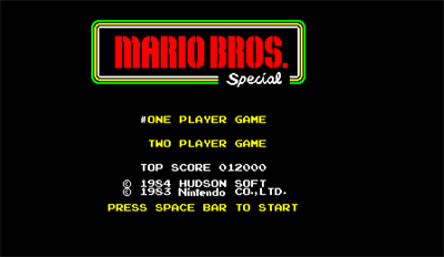 Mario Bros. Special - Screenshot - Game Title Image