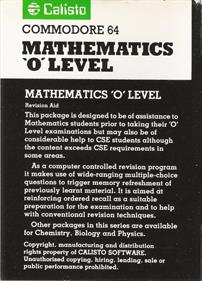 Mathematics 'O' Level - Box - Back Image