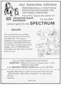 Escape - Advertisement Flyer - Front Image