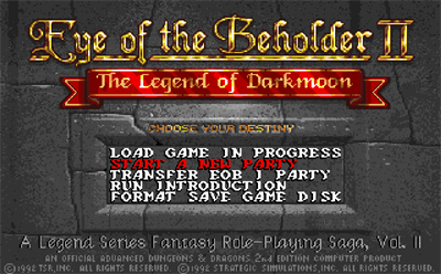 Eye of the Beholder II: The Legend of Darkmoon - Screenshot - Game Title Image