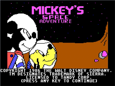 Mickey's Space Adventure - Screenshot - Game Title Image
