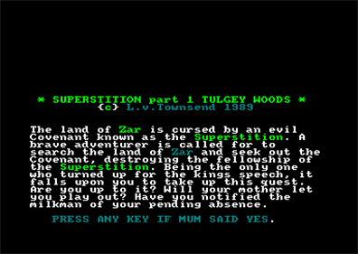 Superstition Part 1: Tulgey Woods - Screenshot - Game Title Image