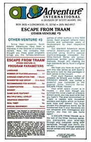 Escape from Traam - Box - Back Image