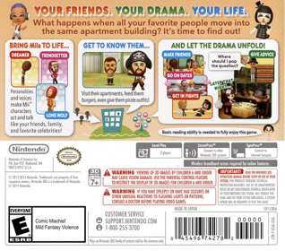 Tomodachi Life - Box - Back Image