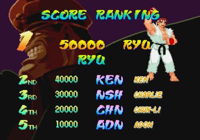 Street Fighter Alpha: Warriors' Dreams - Screenshot - High Scores