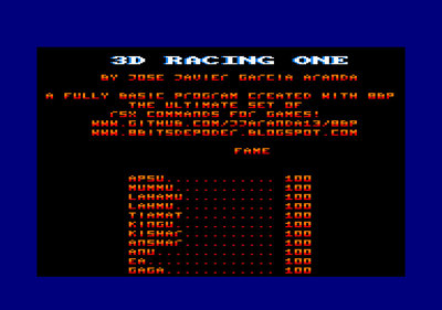 3D Racing One - Screenshot - High Scores