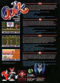 Quik: The Thunder Rabbit - Box - Back