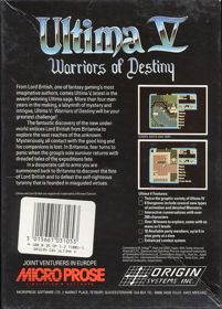 Ultima V: Warriors of Destiny - Box - Back
