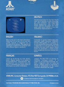 3-D Tic-Tac-Toe - Box - Back Image
