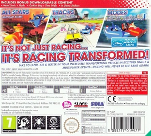Sonic & All-Stars Racing Transformed - Box - Back