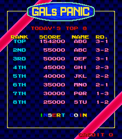 Gals Panic - Screenshot - High Scores