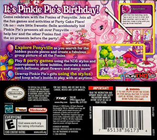 My Little Pony: Pinkie Pie's Party - Box - Back Image