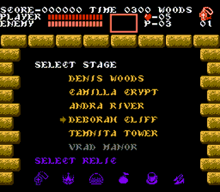 Castlevania: The Holy Relics - Screenshot - Game Select