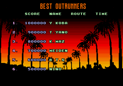 OutRun - Screenshot - High Scores