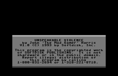 Unspeakable Violence - Screenshot - Game Title