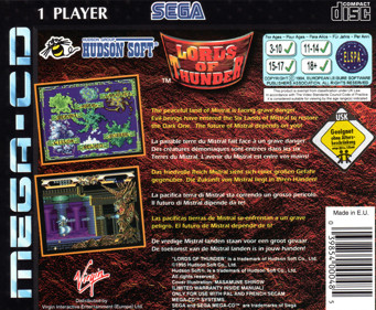 Lords of Thunder - Box - Back Image