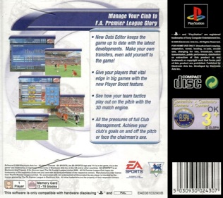 The F.A. Premier League Football Manager 2001 - Box - Back Image