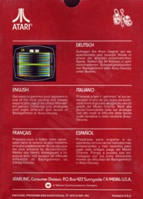 Backgammon - Box - Back Image