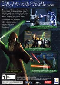 Star Wars: Knights of the Old Republic II: The Sith Lords - Box - Back