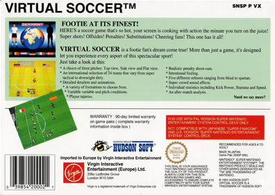 Virtual Soccer - Box - Back Image