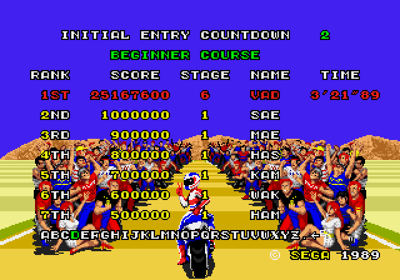 Super Hang-On - Screenshot - High Scores Image