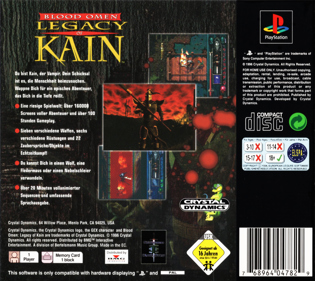 Blood Omen: Legacy of Kain - Box - Back Image