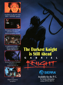 Gabriel Knight: Sins of the Fathers - Advertisement Flyer - Front