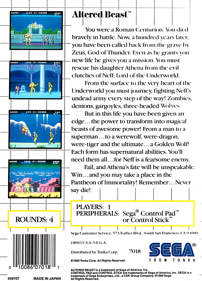 Altered Beast - Box - Back Image