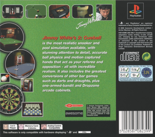 Jimmy White's 2: Cueball - Box - Back Image