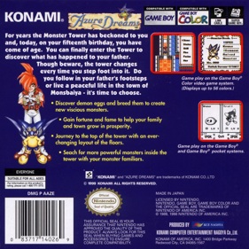 Azure Dreams - Box - Back Image