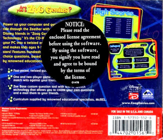 Zoog Genius: Math, Science & Technology - Box - Back