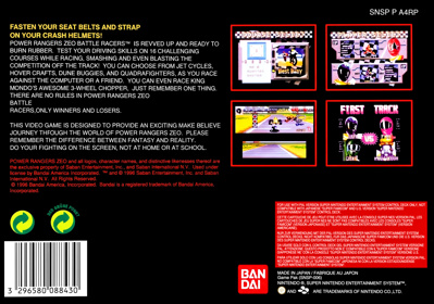 Power Rangers Zeo: Battle Racers - Box - Back Image