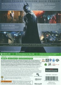 Batman: Arkham Origins - Box - Back