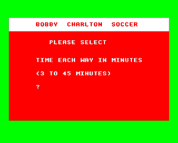 Bobby Charlton Soccer - Screenshot - Game Select