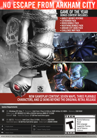 Batman: Arkham City: Game of the Year Edition - Box - Back