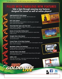 Golden Tee LIVE 2012 - Advertisement Flyer - Back