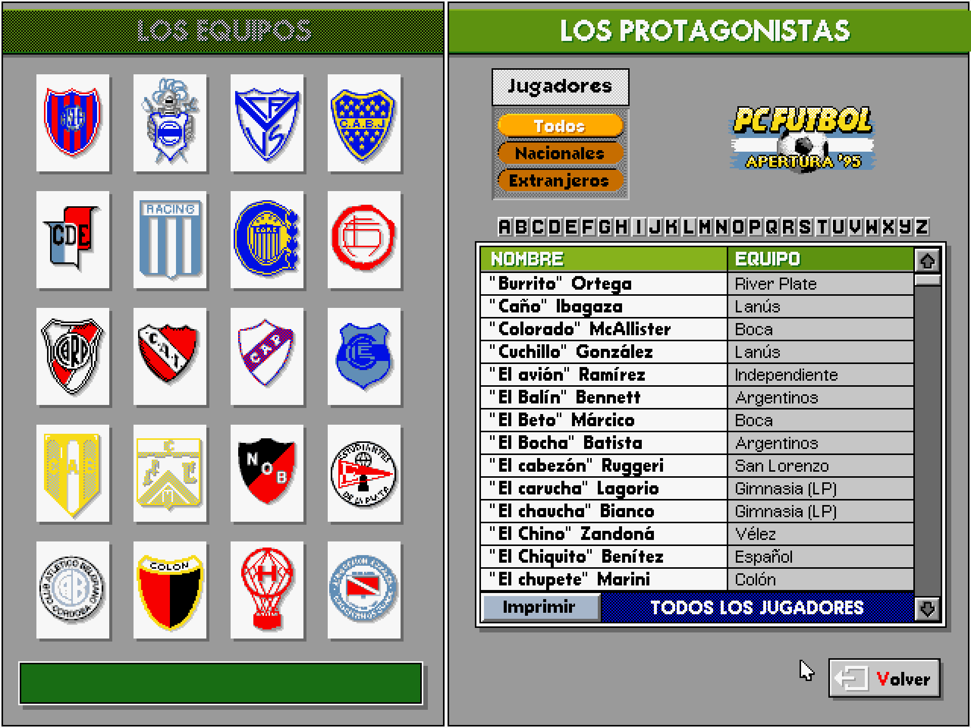 PC Fútbol Argentina: Apertura '95