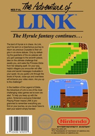 Zelda II: The Adventure of Link - Box - Back Image