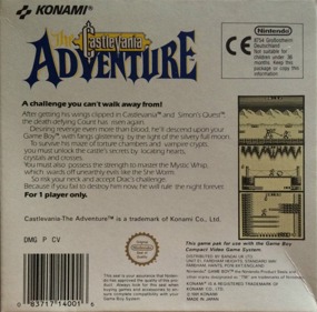 Castlevania: The Adventure - Box - Back