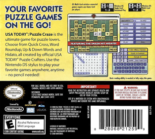 USA Today Puzzle Craze - Box - Back Image