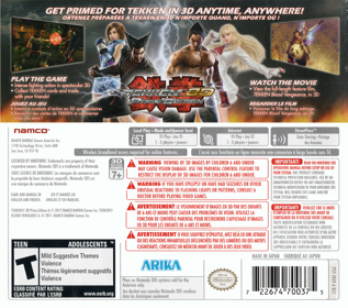 Tekken 3D: Prime Edition - Box - Back Image