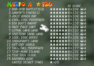 Super Mario 64 - Screenshot - High Scores Image