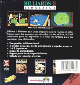 Billiards II Simulator - Box - Back