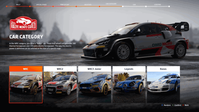 WRC Generations: The FIA WRC Official Game - Screenshot - Game Select