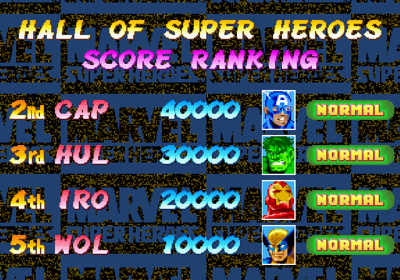 Marvel Super Heroes - Screenshot - High Scores