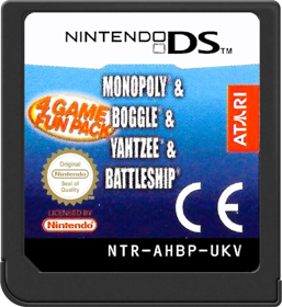 4 Game Fun Pack Monopoly/Boggle/Yahtzee/Battleship - Cart - Front Image