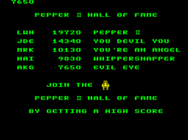 Pepper II - Screenshot - High Scores