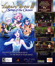 The Legend of Heroes III: Song Of The Ocean - Advertisement Flyer - Front