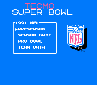 Tecmo Super Bowl - Screenshot - Game Select