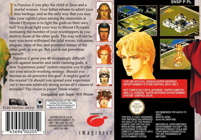 Populous II: Trials of the Olympian Gods - Box - Back Image